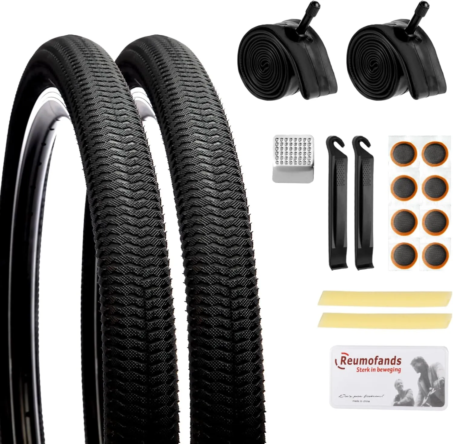 2 Pack 20" x 1.95" Mountain Bike Tire Set, 20 inch Folding Replacement Puncture-Resistant Bicycle Tires with 20 x 1.75-2.125 inch Bike Inner Tubes and Repair Tool Kit for Mountain Bike, Off-Road Bike
