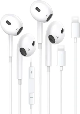 2 Packs - for iPhone Headphones Wired Earbuds Earphones with Built-in Microphone & Volume Control Noise Reduction [MFi Certified] Wired Headphones for iPhone 14/13/12/11/Pro/Pro Max/SE/Pad/XR/XS/X