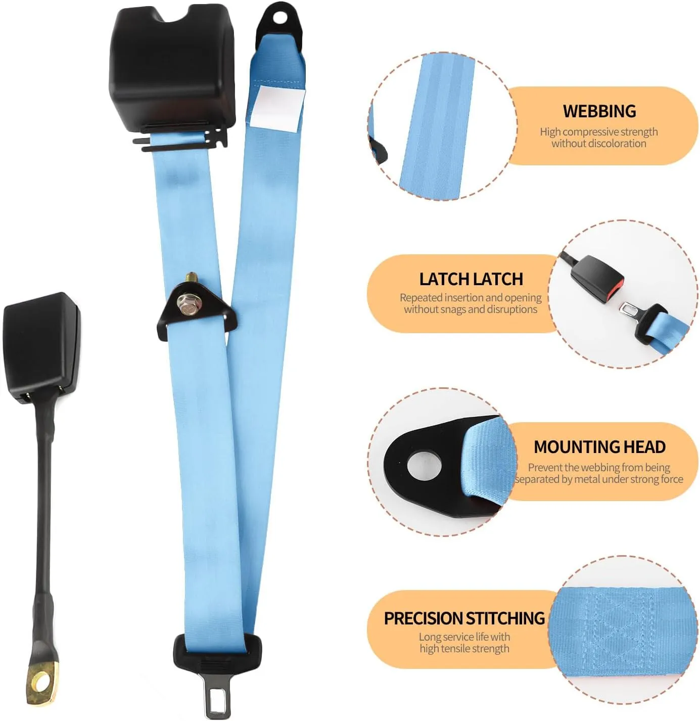 2024 New Universal 3Point Golf Cart Modification Belts for UTV, Yamaha, 2PCS Adjustable Retractable Lap Kit Fits Most Golf Cart (Blue)