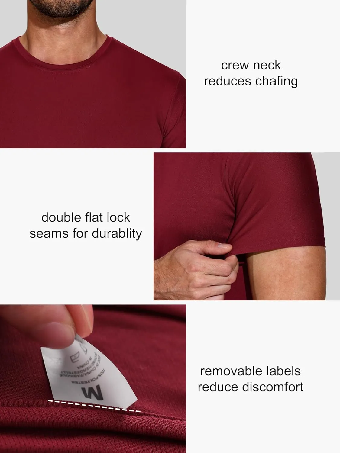 5 Pack Men's Dry Fit Moisture Wicking Performance Tshirts Mesh Quick Dry Active Athletic Crew Tees Short Sleeve