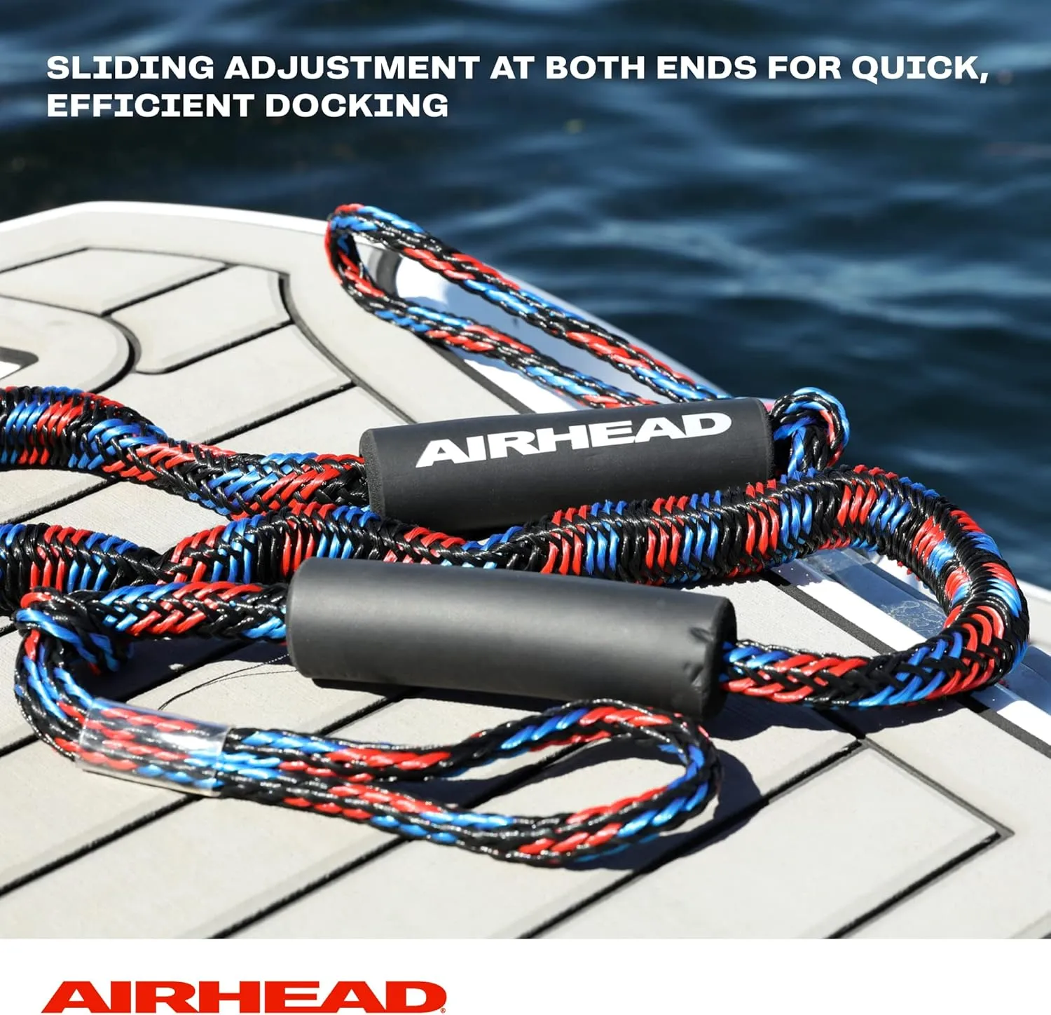 AIRHEAD AHDL-5 Bungee Dock LINE 5', 5-Feet, Black/blue/red