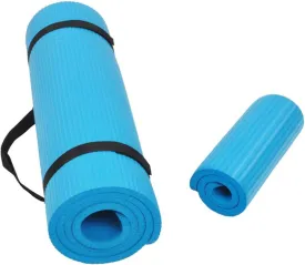 All Purpose 1/2-Inch Extra Thick High Density Anti-Tear Exercise Yoga Mat and Knee Pad with Carrying Strap, Multiple Colors