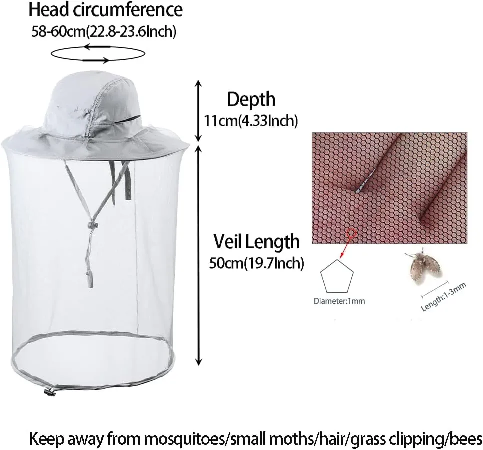 Bee Keeping Beekeeper Veil hat gnats Insect Bug Mosquito Fishing Gardening Cap with Head net Netting mesh Hood for Men Women