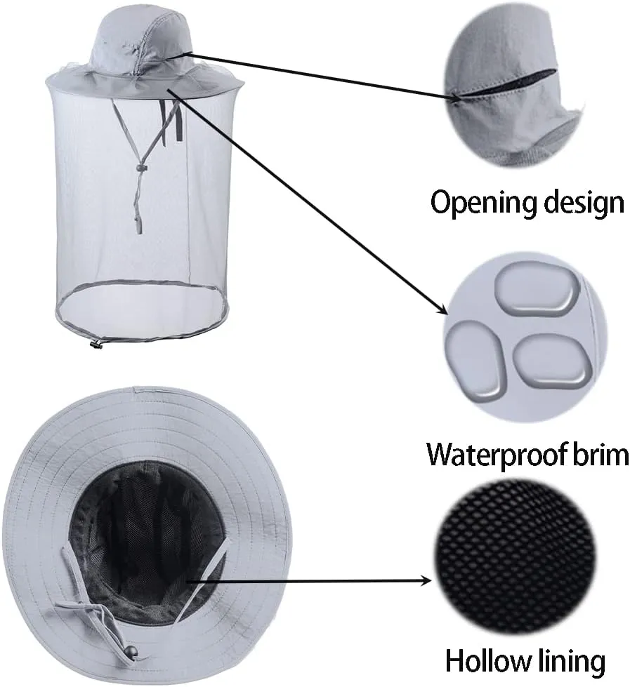 Bee Keeping Beekeeper Veil hat gnats Insect Bug Mosquito Fishing Gardening Cap with Head net Netting mesh Hood for Men Women
