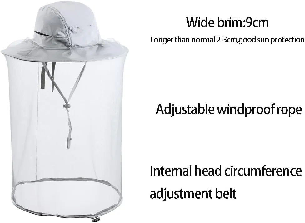 Bee Keeping Beekeeper Veil hat gnats Insect Bug Mosquito Fishing Gardening Cap with Head net Netting mesh Hood for Men Women