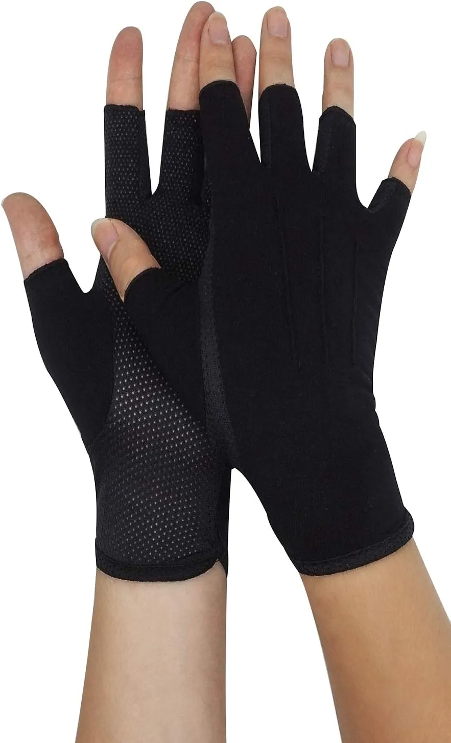 Bienvenu Mens Summer UV Protection Half Finger Outdoor Hiking Driving Cycling Riding Cotton Breathable Sunblock Gloves