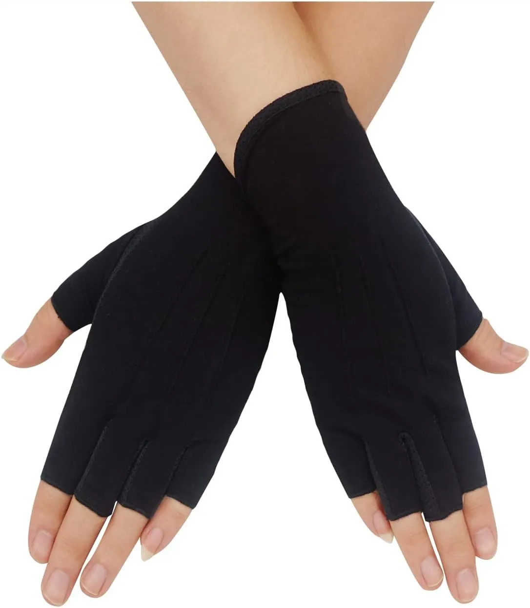 Bienvenu Mens Summer UV Protection Half Finger Outdoor Hiking Driving Cycling Riding Cotton Breathable Sunblock Gloves