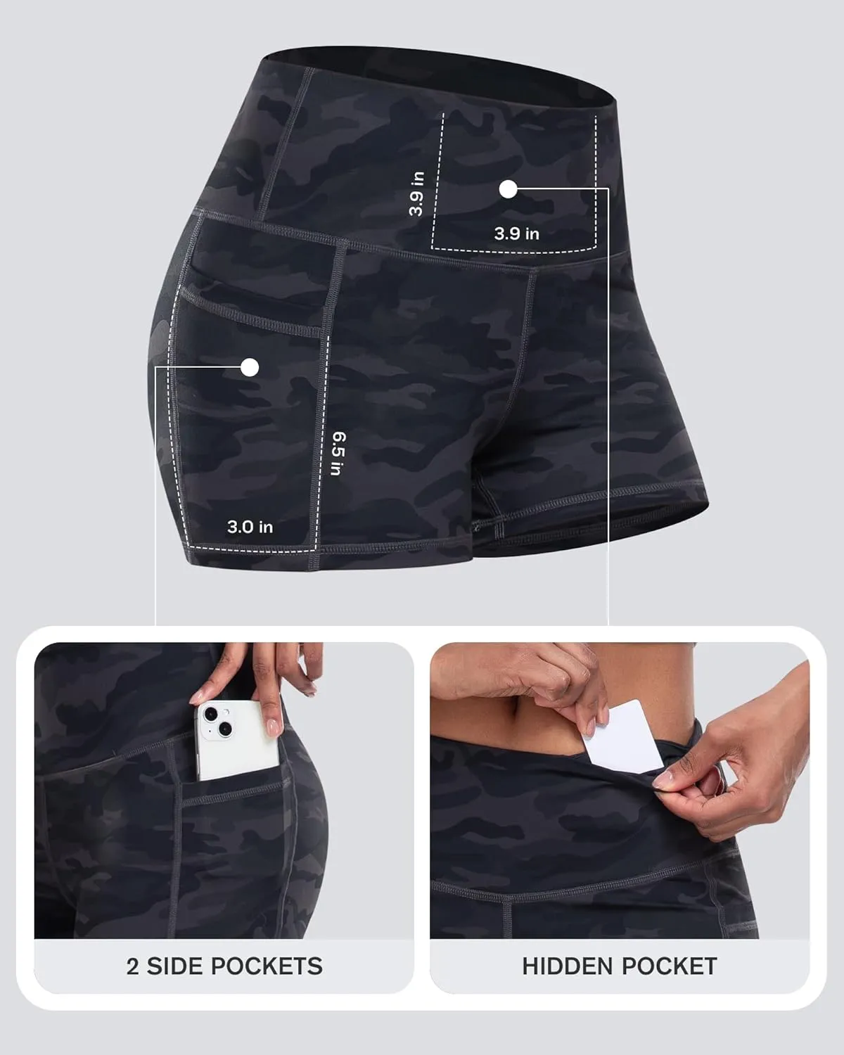 CHRLEISURE Womens Biker Yoga Shorts with Pockets: High Waisted Tummy Control Spandex Workout Athletic Gym Shorts 4 Packs
