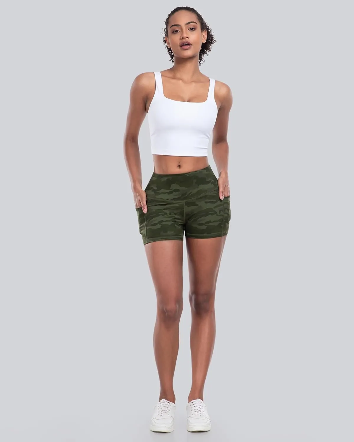 CHRLEISURE Womens Biker Yoga Shorts with Pockets: High Waisted Tummy Control Spandex Workout Athletic Gym Shorts 4 Packs