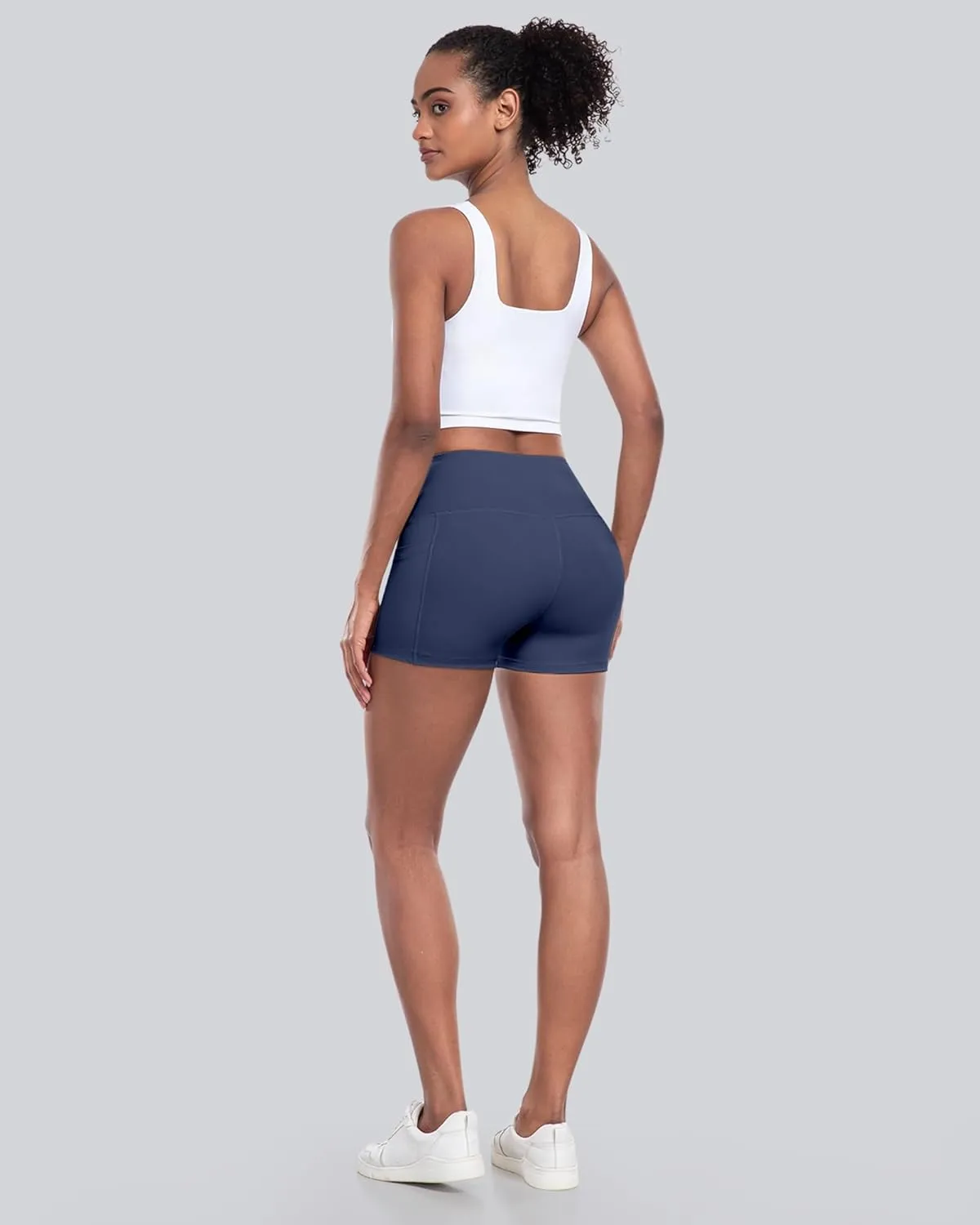 CHRLEISURE Womens Biker Yoga Shorts with Pockets: High Waisted Tummy Control Spandex Workout Athletic Gym Shorts 4 Packs