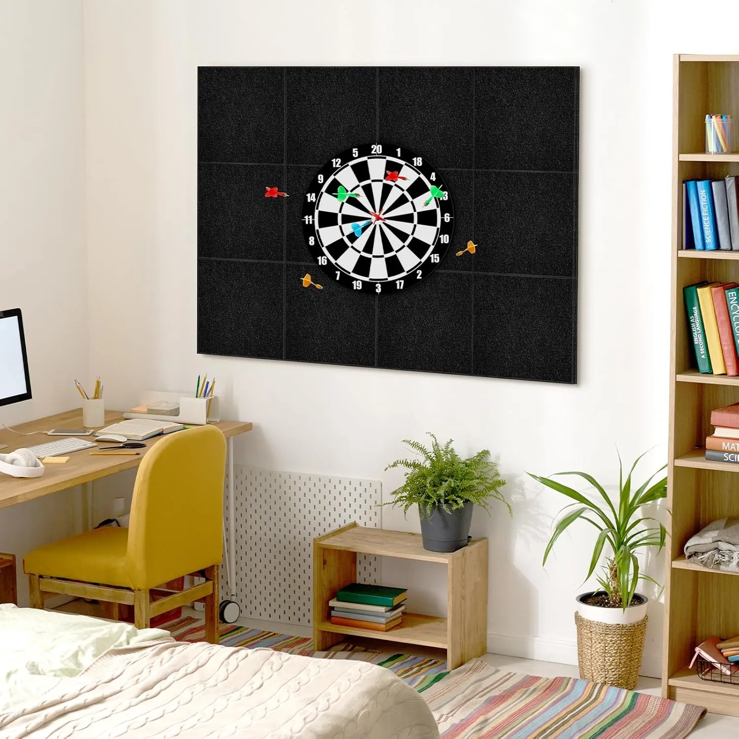 Dart Board Wall Protector, Extended Length Dartboard Surround Felt Board for Wall, Dart Board Accessories Backing Protector