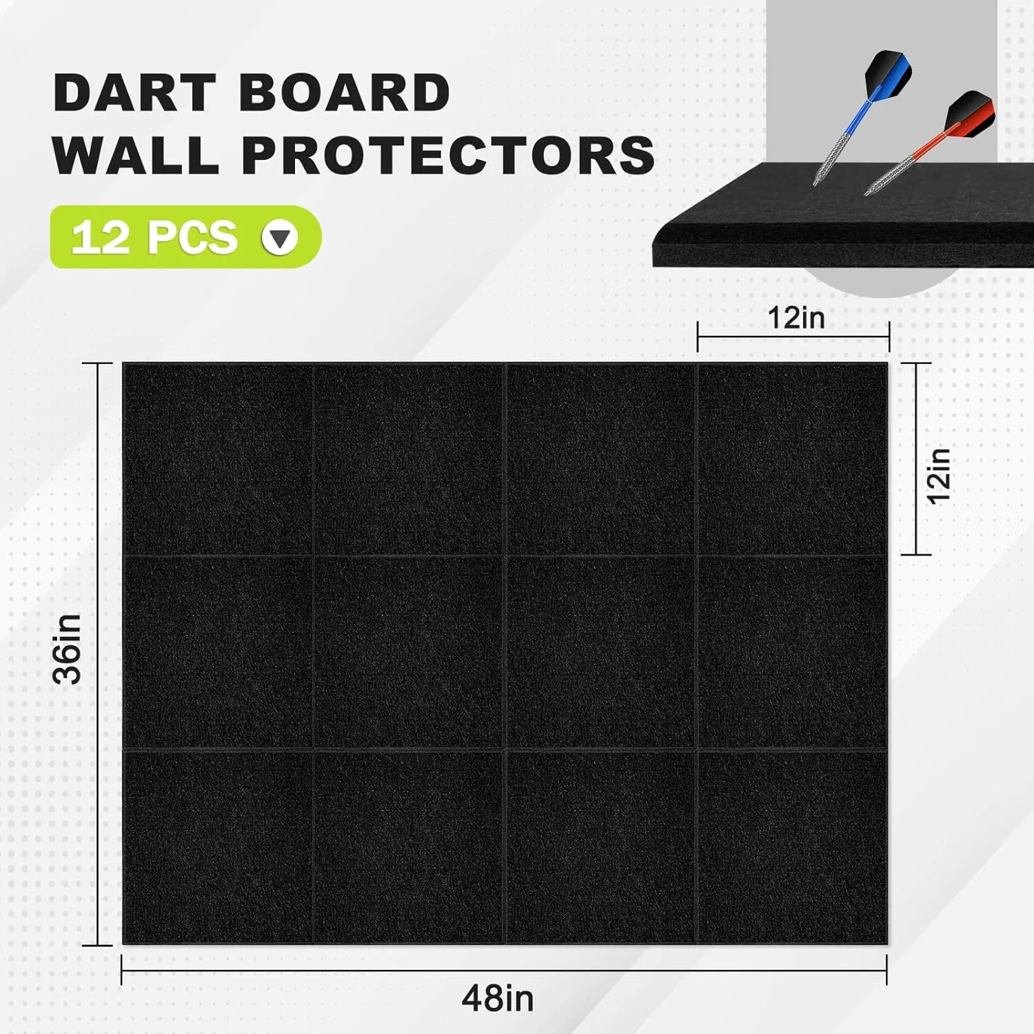 Dart Board Wall Protector, Extended Length Dartboard Surround Felt Board for Wall, Dart Board Accessories Backing Protector