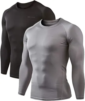 DEVOPS 2 Pack Men's Thermal Long Sleeve Compression Shirts
