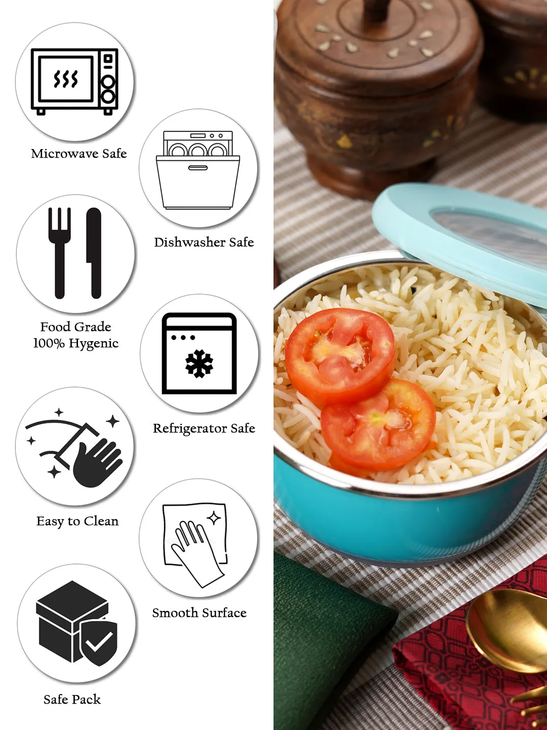 Diego Steel Lunch Bowl With Airtight Lid