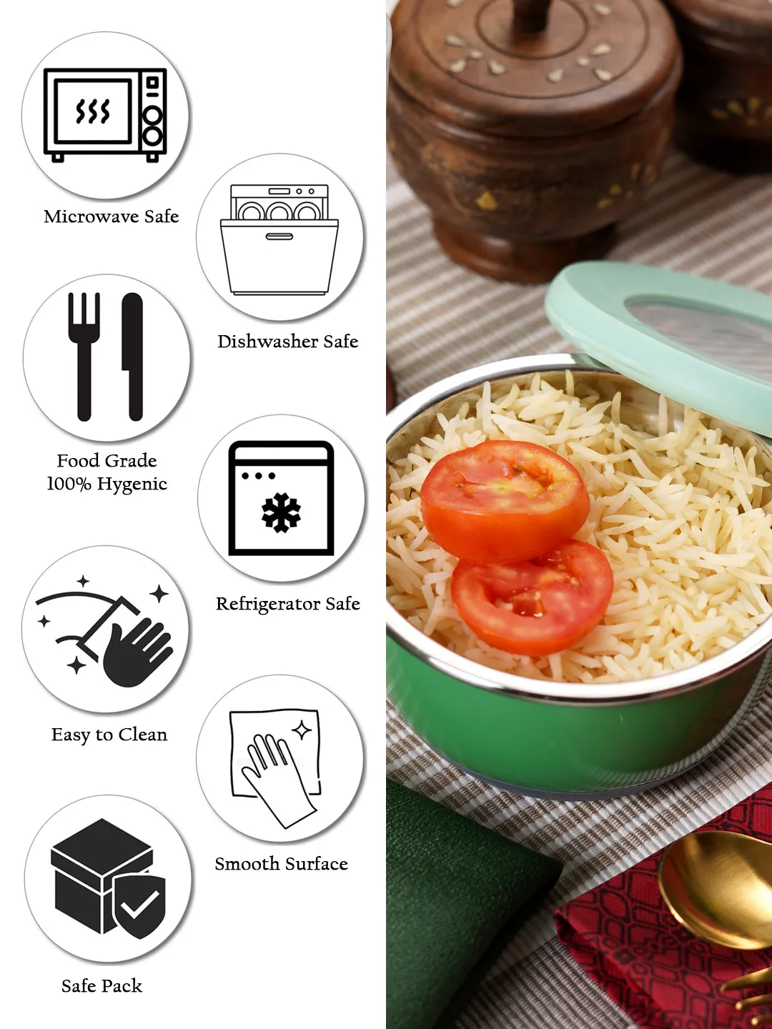 Diego Steel Lunch Bowl With Airtight Lid