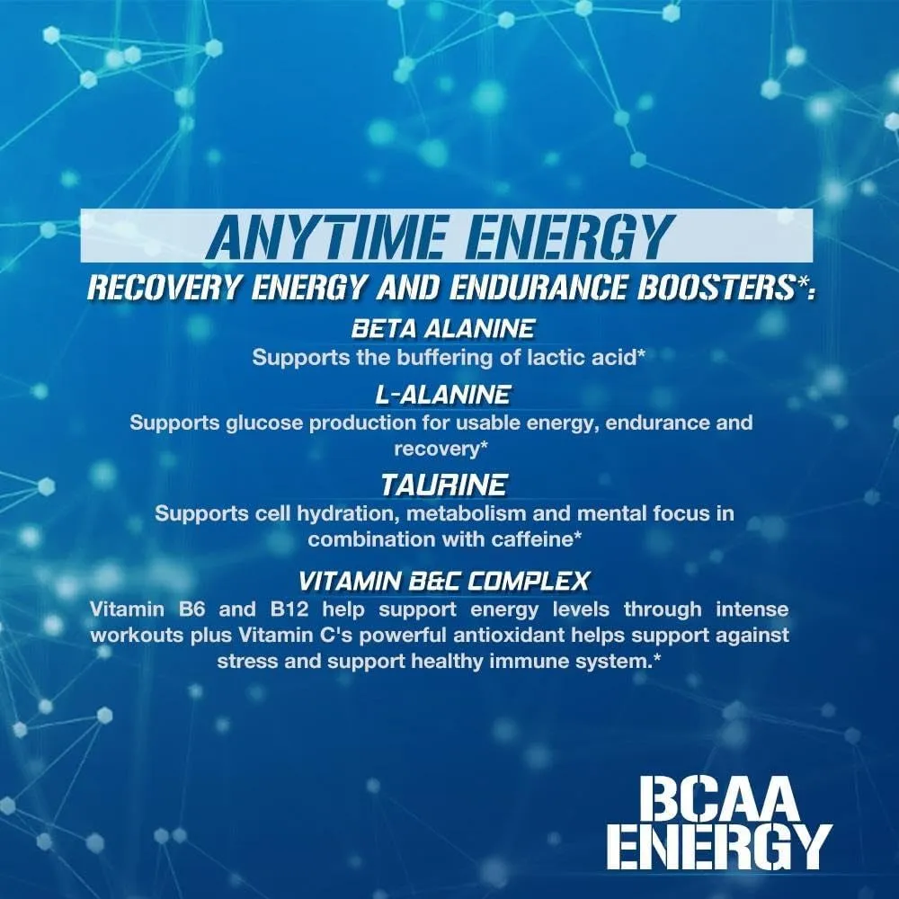 EVL BCAAs Amino Acids Powder - BCAA Energy Pre-Workout & Post-Workout Recovery Drink with Natural Caffeine