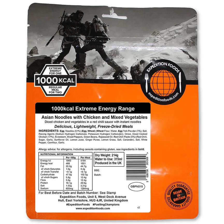 Expedition Foods Asian Noodles with Chicken and Mixed Vegetables (1000Kcal)