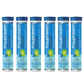 Fixuphealth Electrolytes Tablets Containing Sodium Magnesium, Calcium Chloride and Vitamin C Effervescent Tablets Lemon Flavour Pack of 6 20 tablets each pack Useful for Great source of minerals