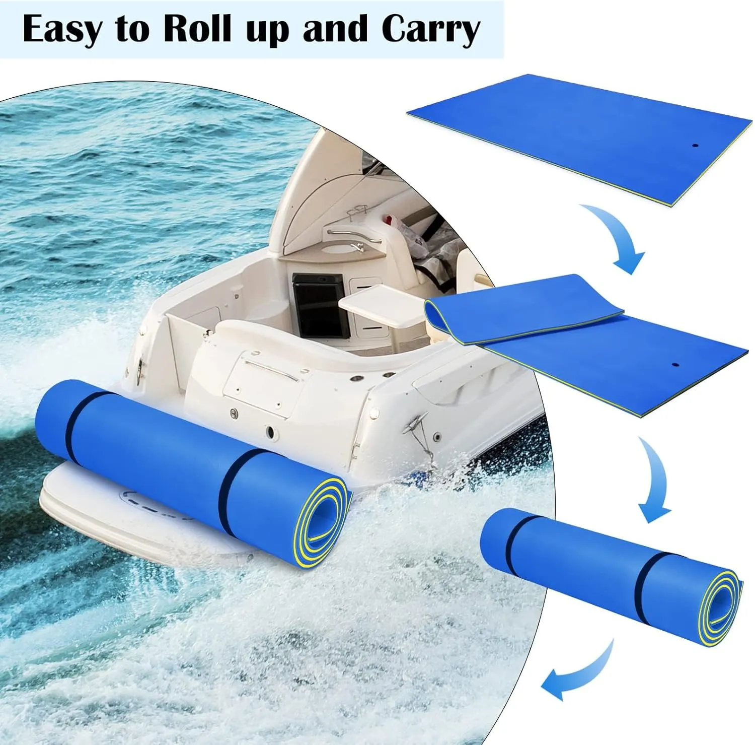Floating Water Pad Mat, Lily Pad, Bouncy Tear-Resistant 3-Layer XPE Foam, Roll-Up Floating Island River Rafts for Pool Lake Ocean Boat for Adults and Kids