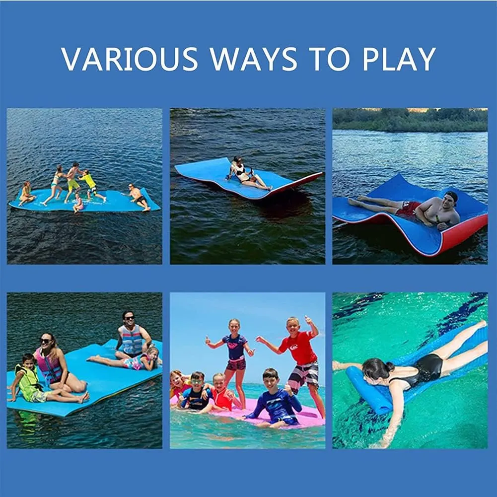 Floating Water Pad Mat, Lily Pad, Bouncy Tear-Resistant 3-Layer XPE Foam, Roll-Up Floating Island River Rafts for Pool Lake Ocean Boat for Adults and Kids