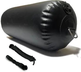 Heavy-Duty Inflatable PVC Boat Fenders Stationary Dock Yacht Sailboats Black (12"x28")