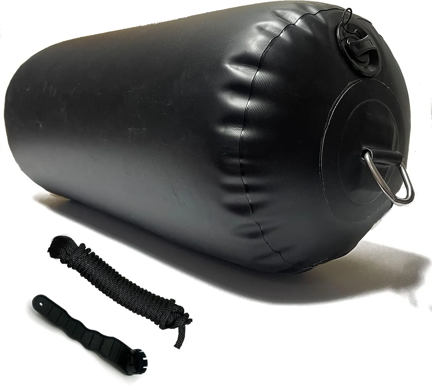 Heavy-Duty Inflatable PVC Boat Fenders Stationary Dock Yacht Sailboats Black (12"x28")