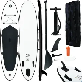Inflatable Stand Up Paddle Board Set for Adventure and Relaxation, Durable and Stable Design for One Adult, Black and White