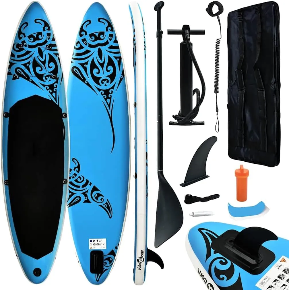 Inflatable Stand Up Paddleboard Set with High Pressure Pump, Durable and Puncture-Proof, 144.1"x29.9"x5.9", Blue