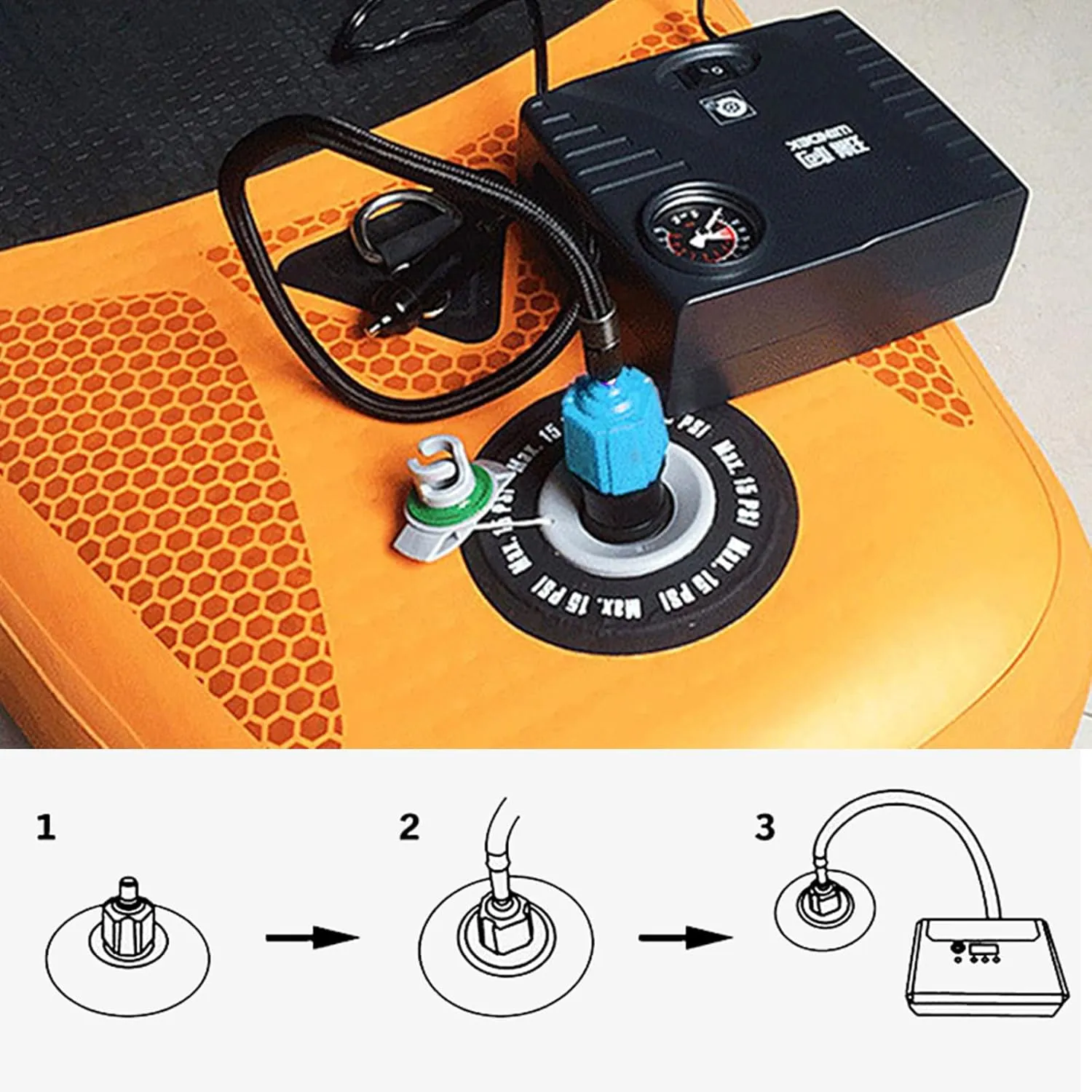 Lystaii Paddle Board Pump Adapter SUP Pump Adaptor Inflatable Compressor Converter Air Pump Adapter with 4 Air Pump Nozzles for Paddle Board Inflatable Boat Inflatable Bed