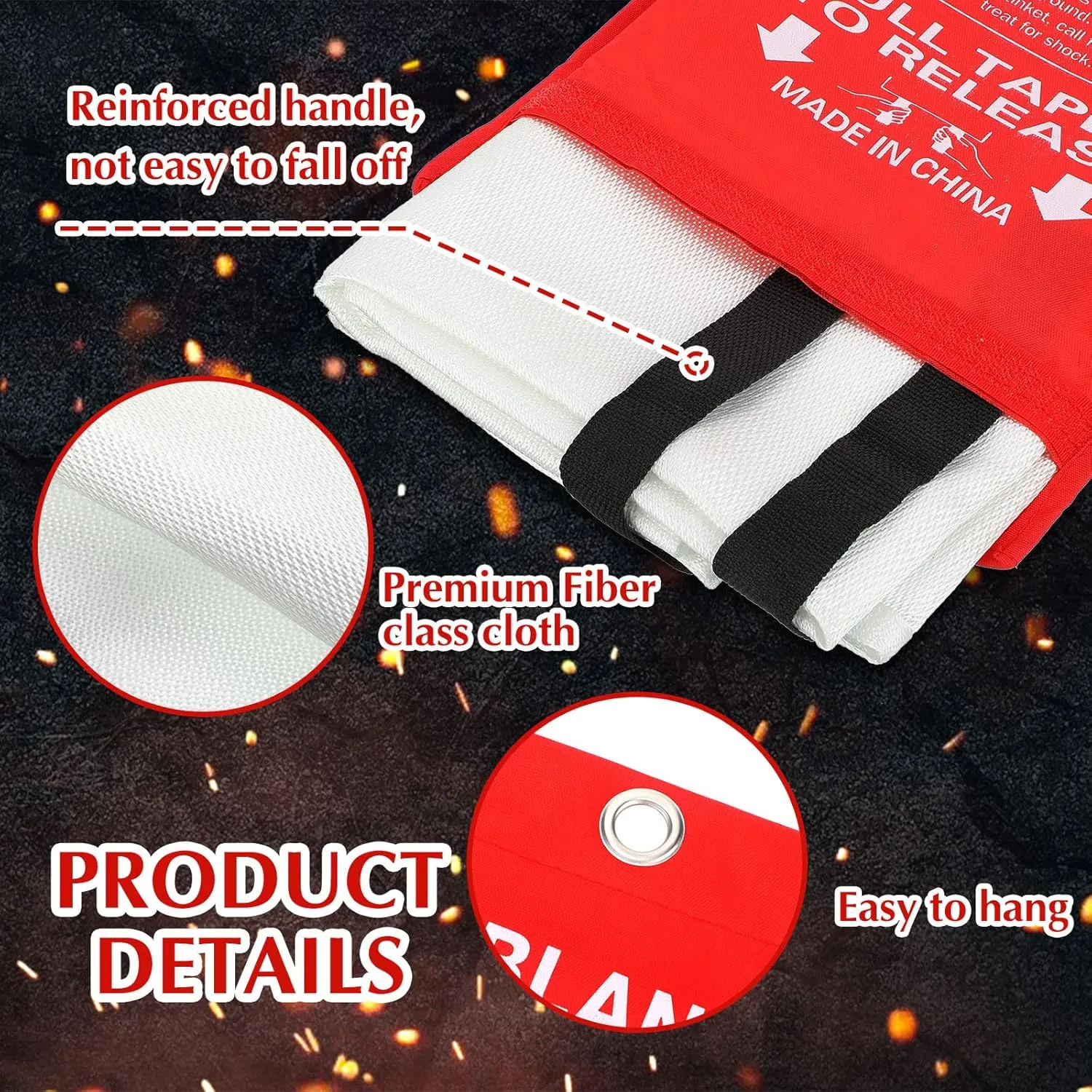 Macarrie 10 Pack 39 x 39 Fire Blanket Emergency for Home Kitchen Safety Suppression Blanket Fiberglass Fireproof Survival for Car Office (Red)
