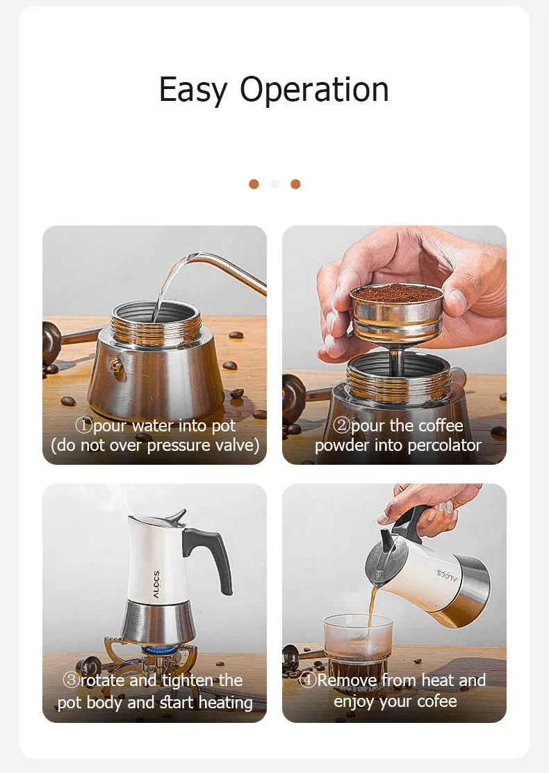 Moka Pot Stove Top Espresso Coffee Maker - 200ml