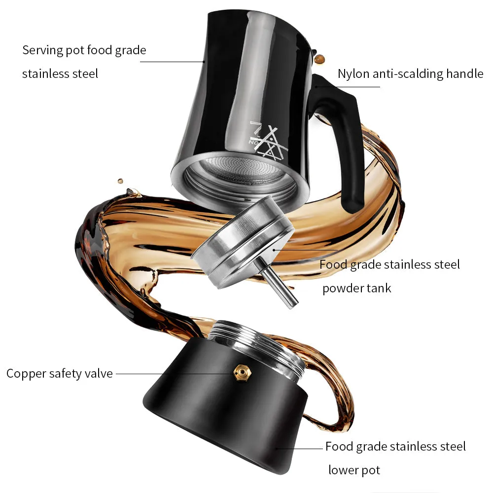 Moka Pot Stove Top Espresso Coffee Maker - 200ml