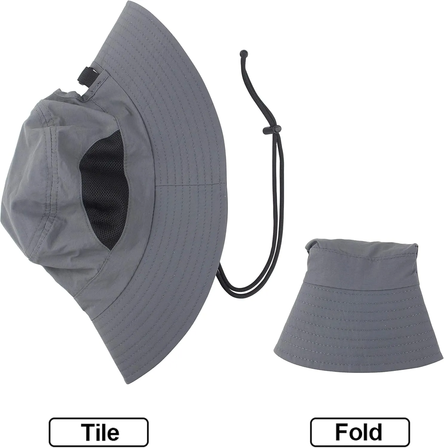 Muryobao Womens Ponytail Bucket Beach Sun Hat Summer Travel Fisherman Cap UV Protection Fishing Hat
