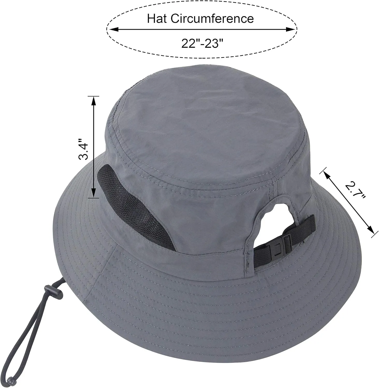 Muryobao Womens Ponytail Bucket Beach Sun Hat Summer Travel Fisherman Cap UV Protection Fishing Hat