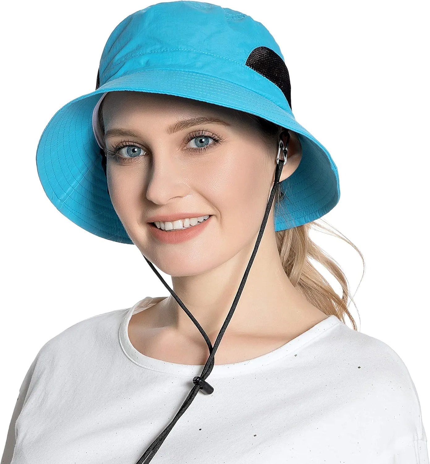 Muryobao Womens Ponytail Bucket Beach Sun Hat Summer Travel Fisherman Cap UV Protection Fishing Hat