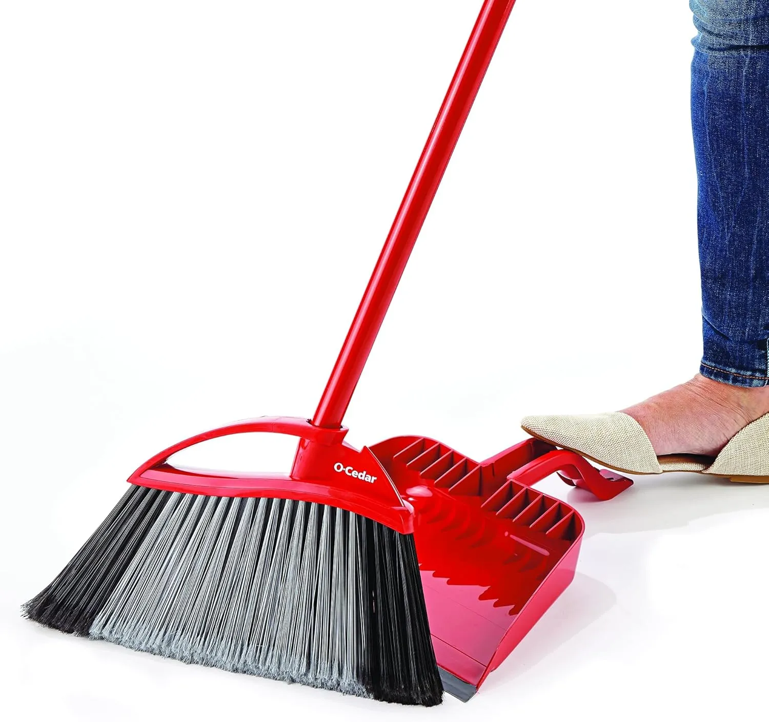 O-Cedar Pet Pro Broom with Step-On Dustpan | Remove 99% with One Sweep | DustPan Removes 3 Times More Pet Hair | Quiet Cleaning Tool for Cat and Dog Owners