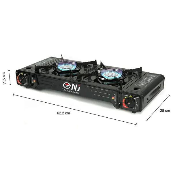 Portable 2 Burner Camping Gas Stove Butane BBQ Outdoor Cooker Carry Bag and Grill