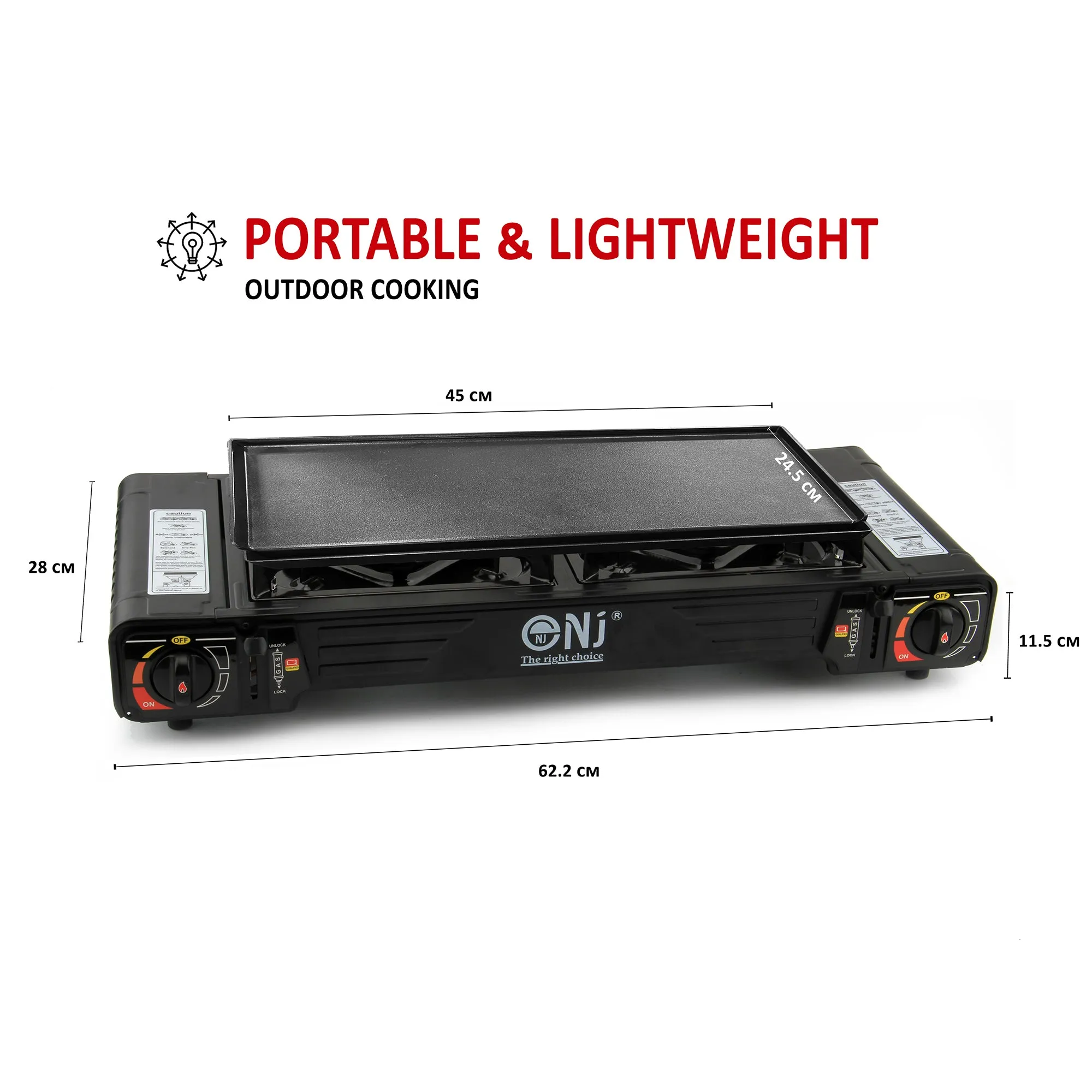 Portable 2 Burner Camping Gas Stove Butane BBQ Outdoor Cooker Carry Bag and Grill