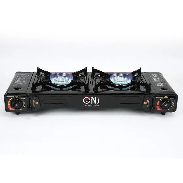 Portable 2 Burner Camping Gas Stove Butane BBQ Outdoor Cooker Carry Bag and Grill