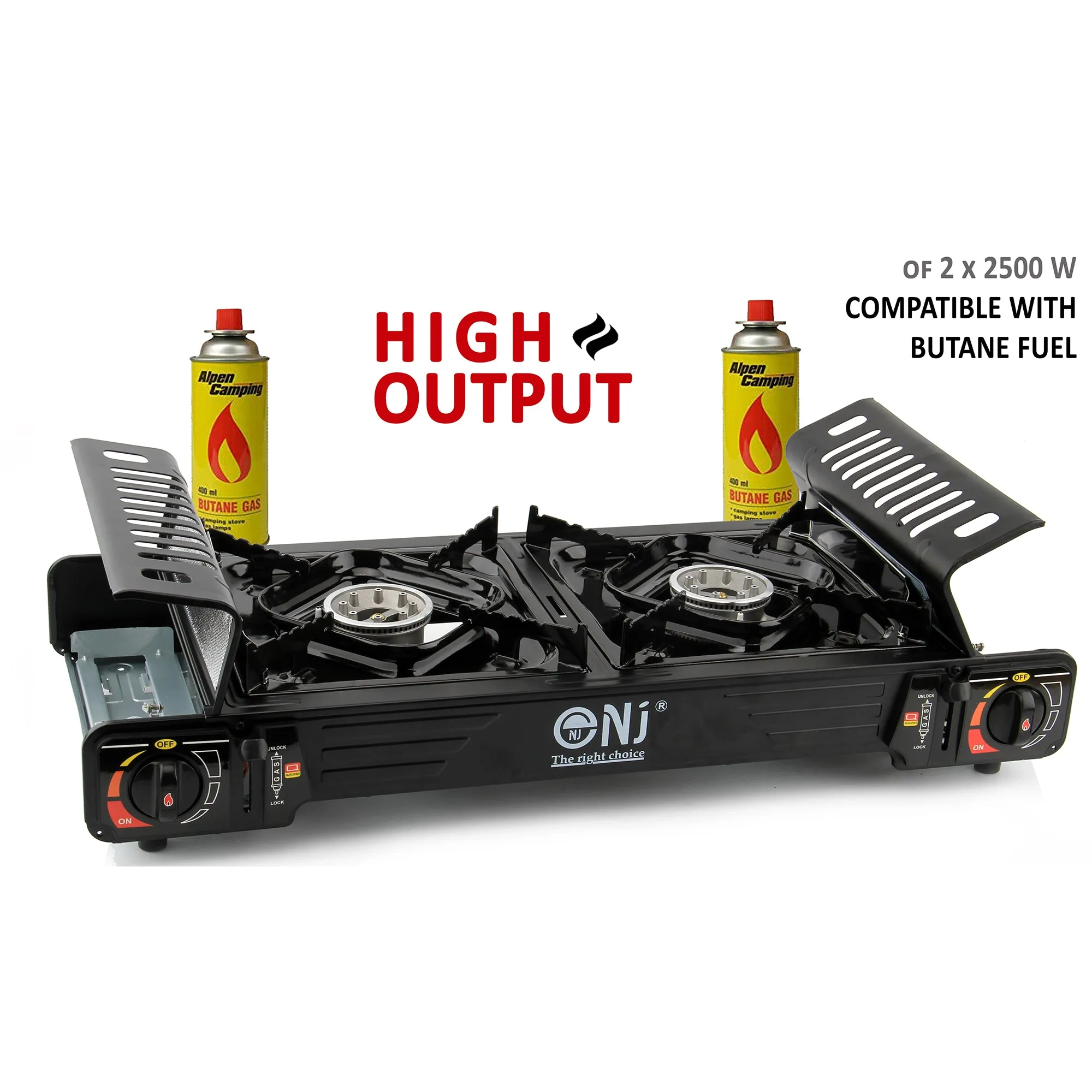 Portable 2 Burner Camping Gas Stove Butane BBQ Outdoor Cooker Carry Bag and Grill