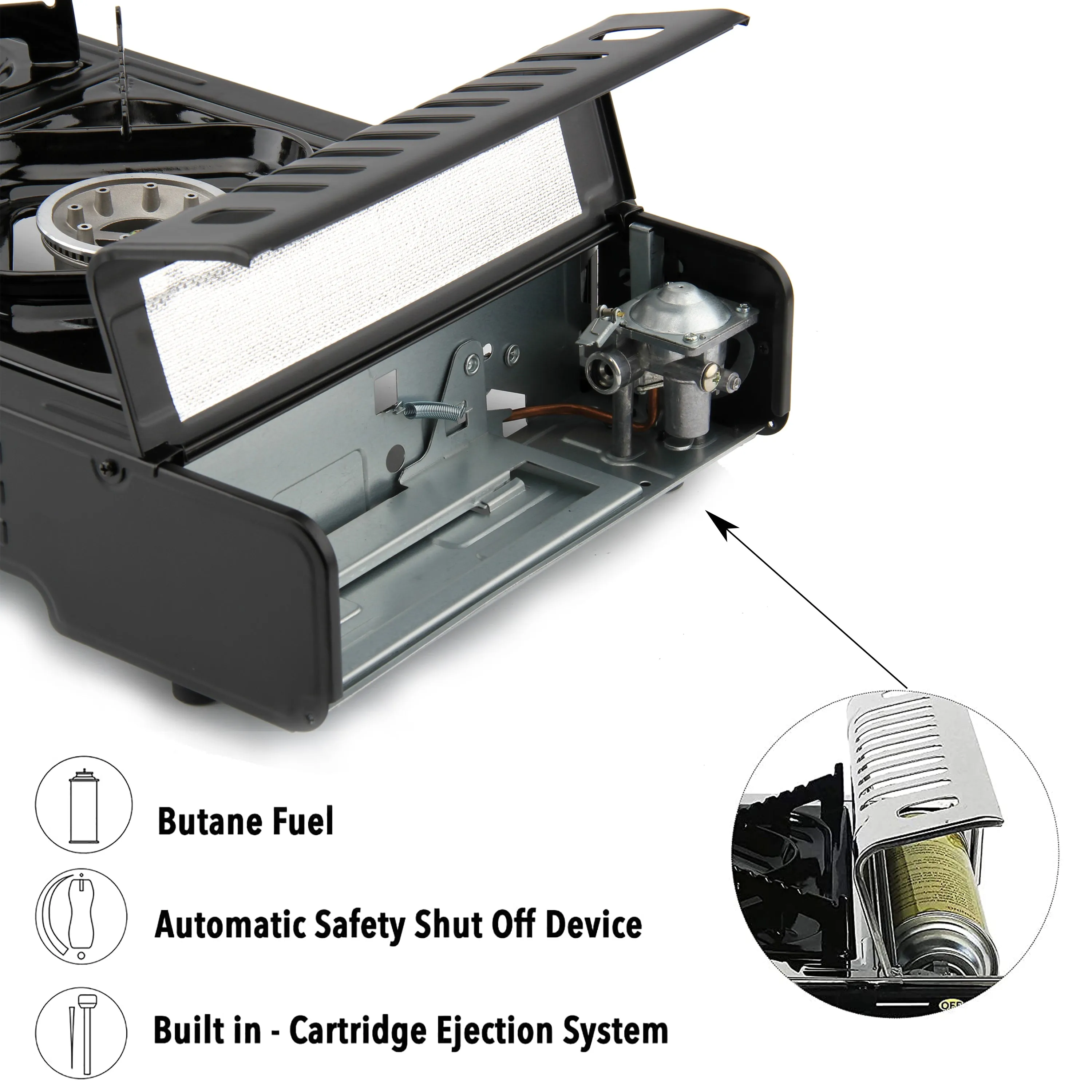 Portable 2 Burner Camping Gas Stove Butane BBQ Outdoor Cooker Carry Bag and Grill