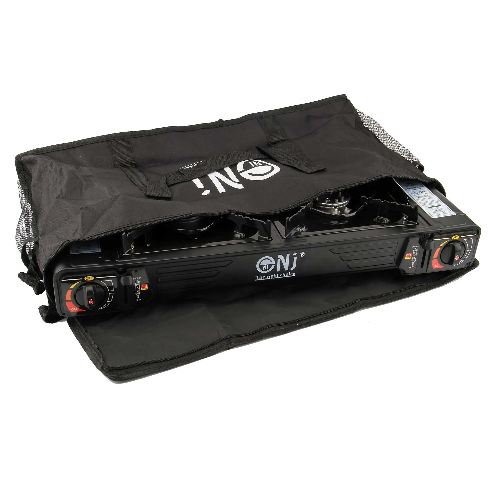 Portable 2 Burner Camping Gas Stove Butane BBQ Outdoor Cooker Carry Bag and Grill