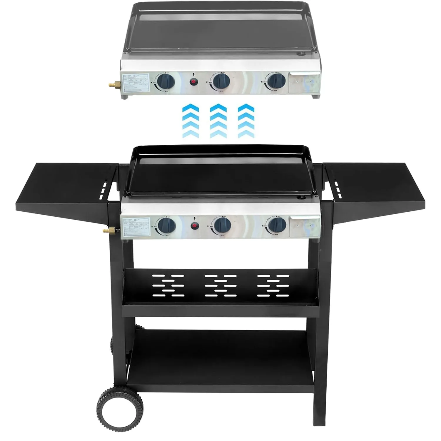 Portable Camping 3 Burner Gas Grill BBQ with Foldable Stand