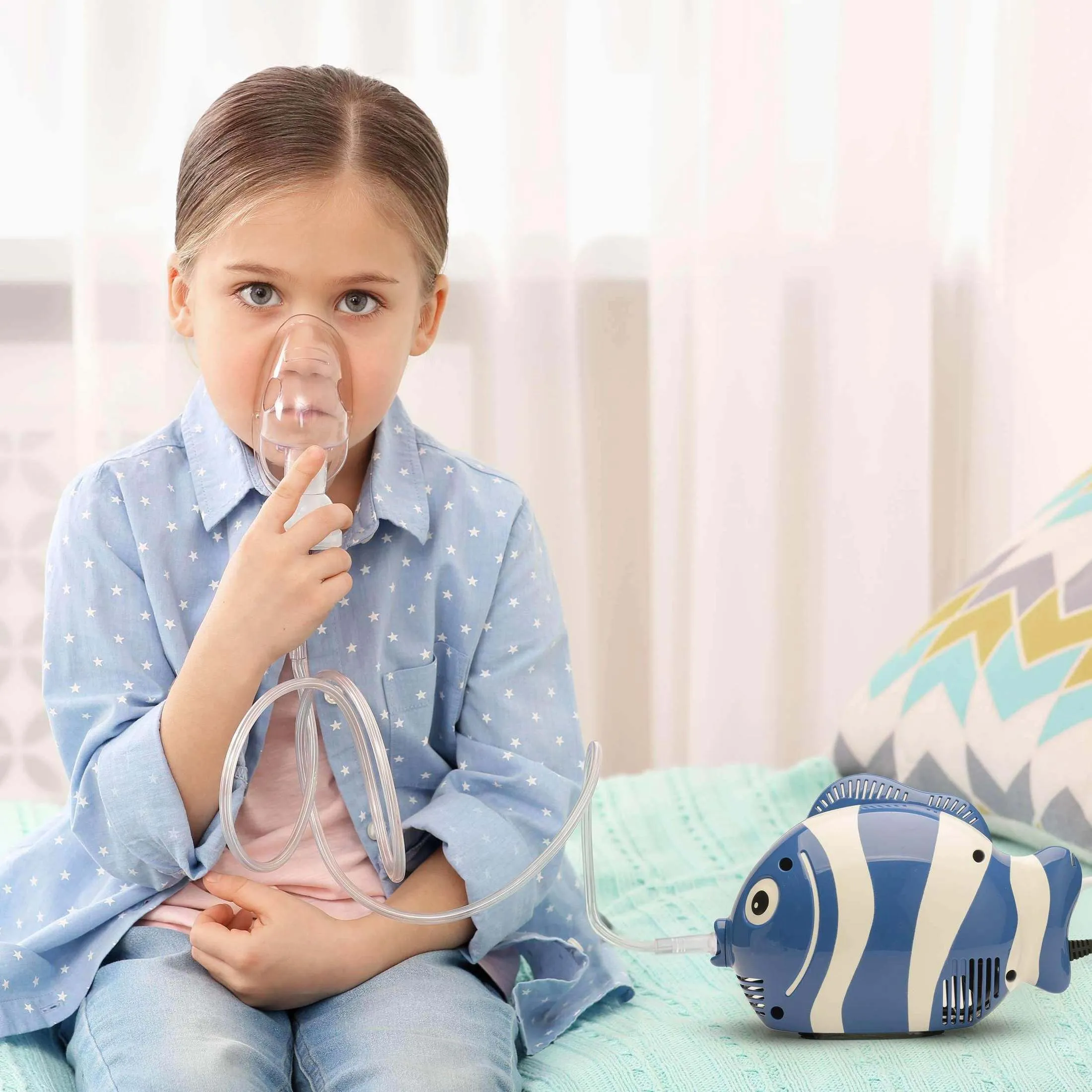 Portable Nebulizer Machine for Kids – Blue Fish Breathing Treatment Machine