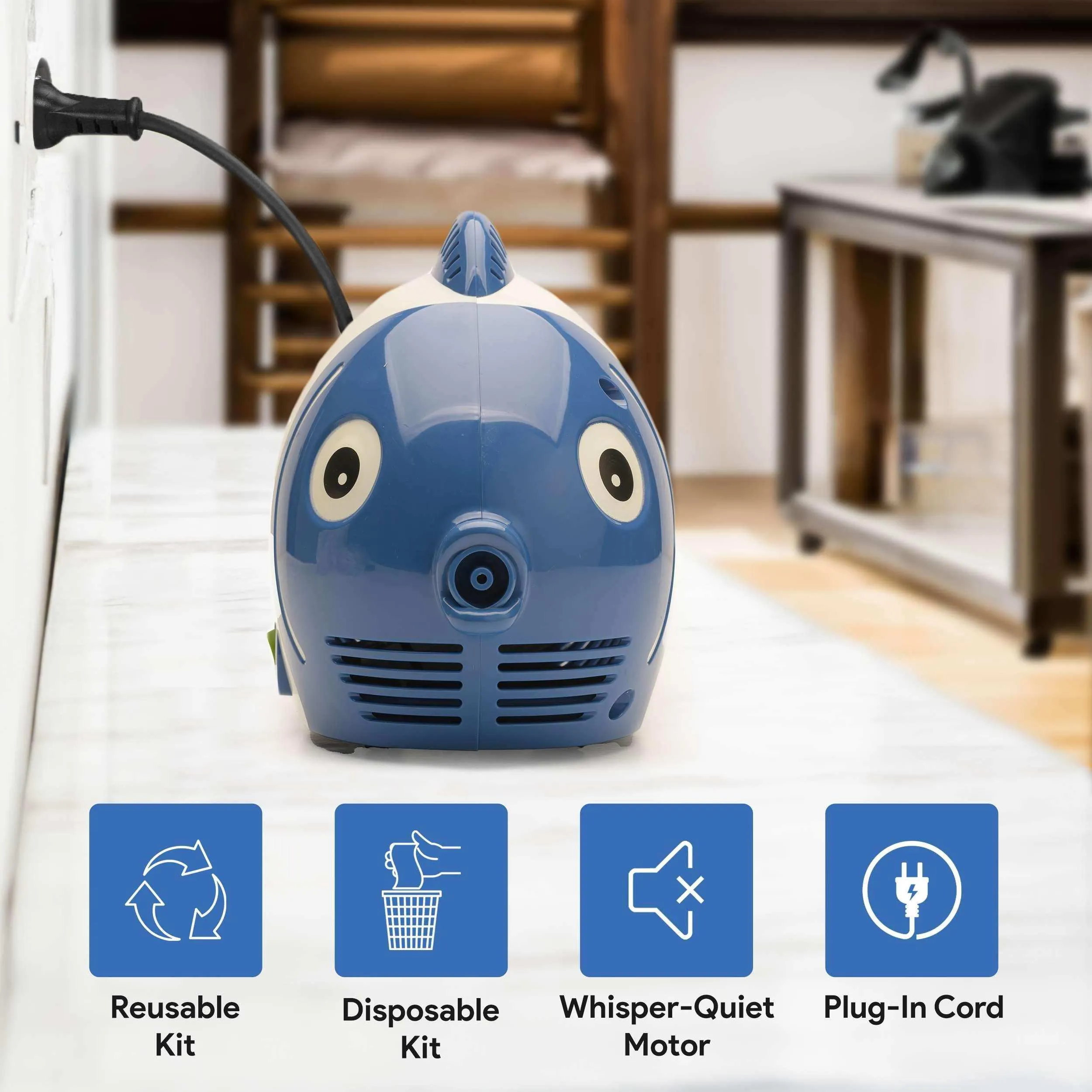 Portable Nebulizer Machine for Kids – Blue Fish Breathing Treatment Machine
