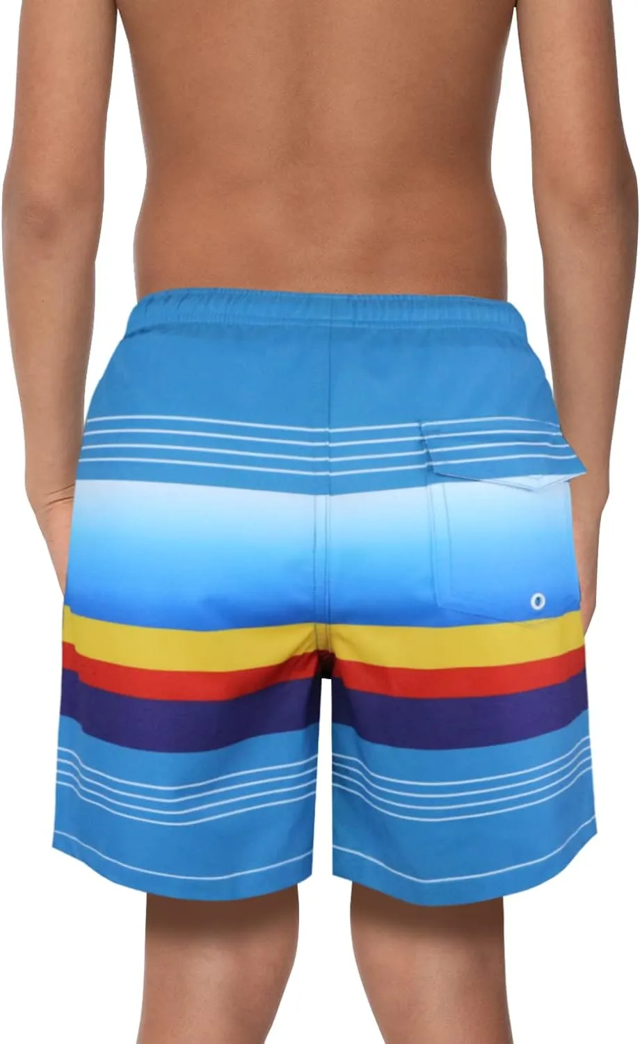 QRANSS Boys Swim Trunks with Compression Liner,No Mesh Anti-Chafing Comfy Swimming Trunks with Boxer Brief Liner,Size 6-20