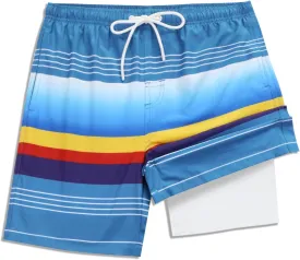 QRANSS Boys Swim Trunks with Compression Liner,No Mesh Anti-Chafing Comfy Swimming Trunks with Boxer Brief Liner,Size 6-20