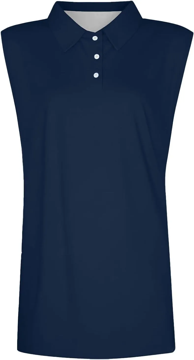 Sleeveless Polo Shirts Women Summer Sport Golf Tennis Tank Tops Workout Clothes Button Down Collared Athletic Shirts