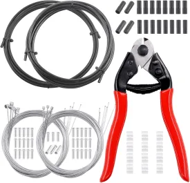 Swpeet 83Pcs Stainless Steel Bike Cable Cutter and Brake Cable Housing Shift Cable Housing with End Caps, Bike Brake Cable Shifter Cable and O-Rings Kit, Perfect for Mountain Road Bike Bicycle