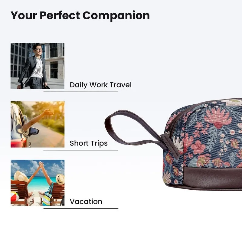 THE CLOWNFISH Men & Women Travel Pouch Toiletry Bag Shaving Kit Bag Toiletry Cosmetic Bag Travel Kit Travel Pouch Travel Kit Jolly Series (Purple-Floral), 10 Centimeters, Standard